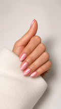 Rosé pink cat eye press-on nails, short almond
